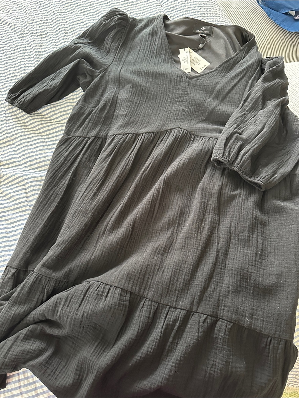 NWT Ronni Nicole Black V-Neck Midi Dress - Picture 7 of 8